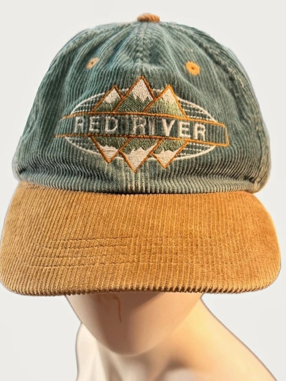 Vintage Red River Corduroy Hat Ski Country Imports SCI Strapback 90s Ski Cap